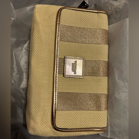Victoria's Secret Woven Rose Gold and Tan Clutch NWT - Picture 1 of 7